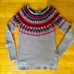 Fair isle design sweater.